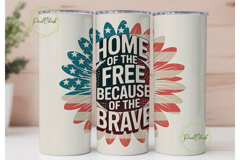 Patriotic Sunflower 20oz Tumbler Wrap Sublimation PixelChick 