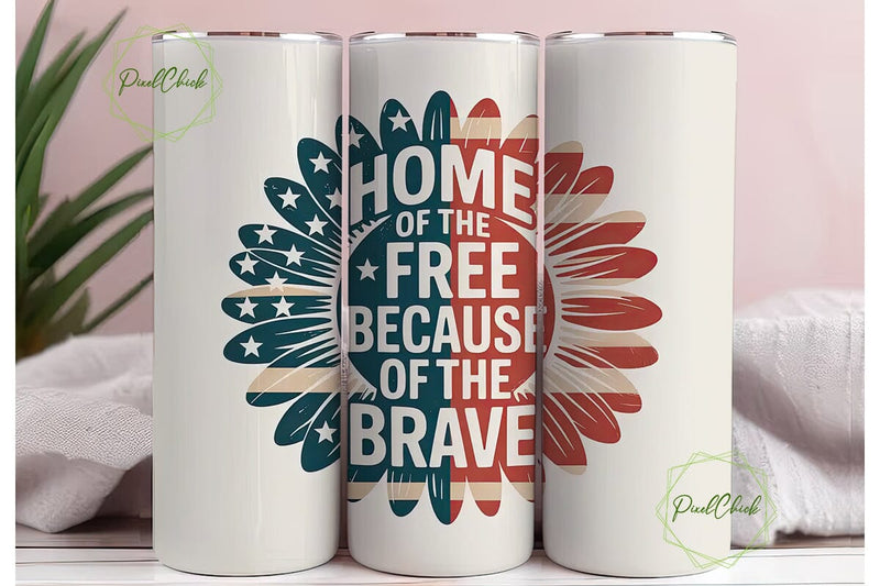 Patriotic Sunflower 20oz Tumbler Wrap Sublimation PixelChick 