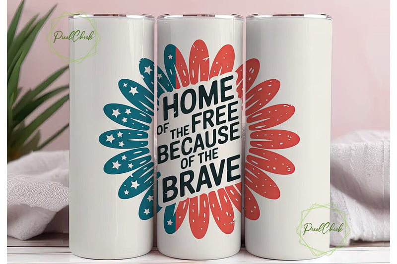 Patriotic Sunflower 20oz Tumbler Wrap Sublimation PixelChick 