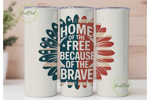 Patriotic Sunflower 20oz Tumbler Wrap Sublimation PixelChick 