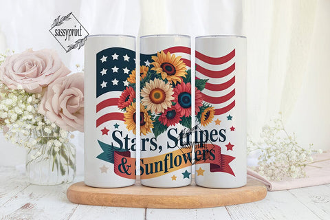 Patriotic Sunflower 20oz Tumbler Wrap Sublimation sassyprint 