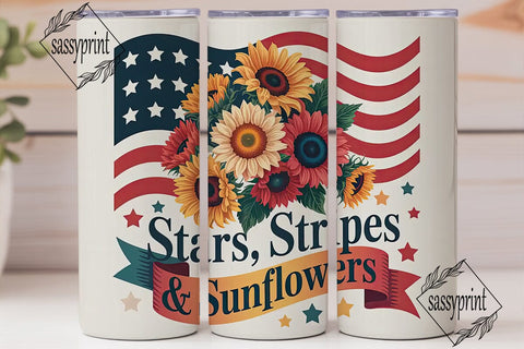 Patriotic Sunflower 20oz Tumbler Wrap Sublimation sassyprint 