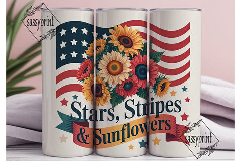 Patriotic Sunflower 20oz Tumbler Wrap Sublimation sassyprint 