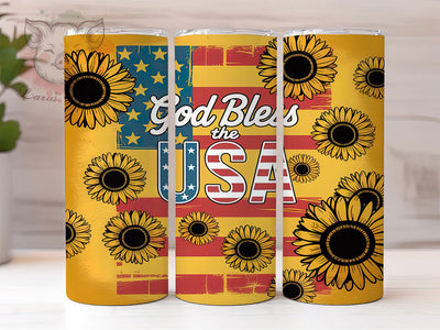 Patriotic Sunflower USA Tumbler Wrap, American Faith Gift, USA Floral Design, Patriotic Quote, Sublimation Template, 20oz Tumbler Wrap, American Pride Gift Sublimation Lara' s Designs 