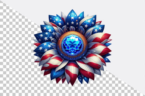 Patriotic sunflower with American flag Sublimation Clipart Sublimation SVGArt 