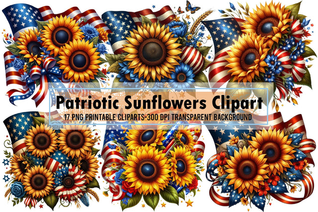 Patriotic Sunflowers Clipart Sublimation designartist 