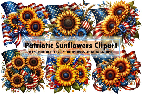 Patriotic Sunflowers Clipart Sublimation designartist 
