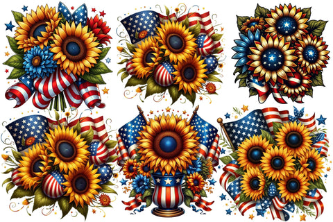 Patriotic Sunflowers Clipart Sublimation designartist 