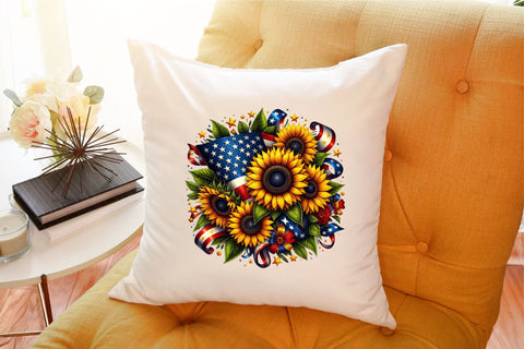 Patriotic Sunflowers Clipart Sublimation designartist 