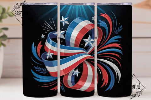 Patriotic Swirls 20oz Tumbler Wrap Sublimation sassyprint 