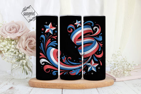 Patriotic Swirls 20oz Tumbler Wrap Sublimation sassyprint 