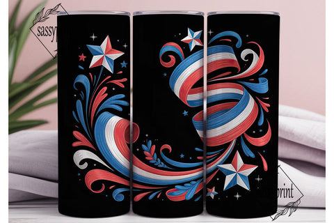 Patriotic Swirls 20oz Tumbler Wrap Sublimation sassyprint 