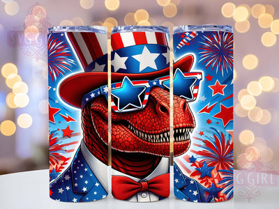 Patriotic T-Rex 4th of July Tumbler Wrap, Patriotic Dinosaur Tumbler, American Flag T-Rex Tumbler, 20oz Tumbler Sublimation, USA Dino Tumbler, Digital Tumbler Wrap, 4th of July Tumbler Sublimation SvggirlplusArt 
