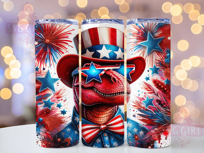 Patriotic T-Rex 4th of July Tumbler Wrap, Patriotic Dinosaur Tumbler, American Flag T-Rex Tumbler, 20oz Tumbler Sublimation, USA Dino Tumbler, Digital Tumbler Wrap, 4th of July Tumbler Sublimation SvggirlplusArt 