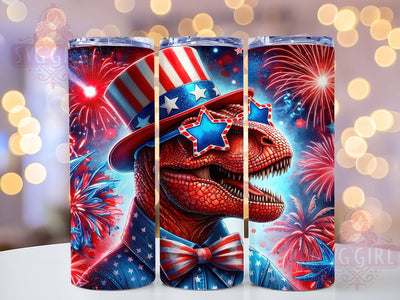 Patriotic T-Rex 4th of July Tumbler Wrap, Patriotic Dinosaur Tumbler, American Flag T-Rex Tumbler, 20oz Tumbler Sublimation, USA Dino Tumbler, Digital Tumbler Wrap, 4th of July Tumbler Sublimation SvggirlplusArt 