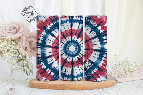 Patriotic Tie Dye Radial 20oz Tumbler Sublimation sassyprint 