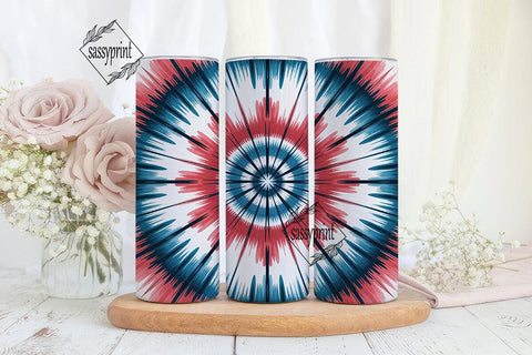 Patriotic Tie Dye Radial 20oz Tumbler Sublimation sassyprint 