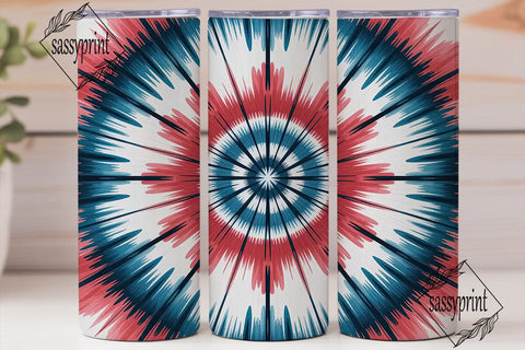 Patriotic Tie Dye Radial 20oz Tumbler Sublimation sassyprint 