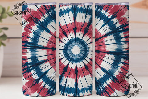 Patriotic Tie Dye Radial 20oz Tumbler Sublimation sassyprint 