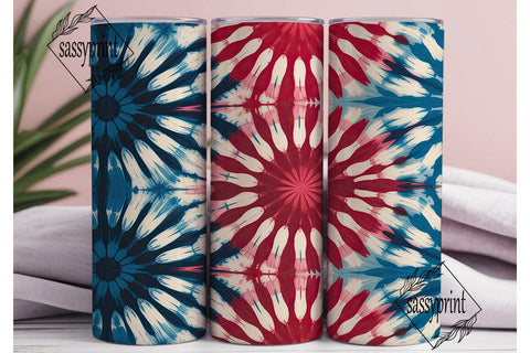 Patriotic Tie Dye Sunburst Tumbler Wrap Sublimation sassyprint 