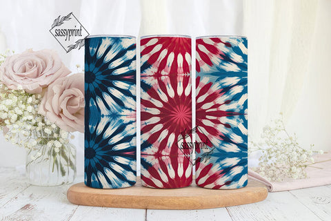Patriotic Tie Dye Sunburst Tumbler Wrap Sublimation sassyprint 