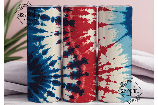 Patriotic Tie Dye Sunburst Tumbler Wrap Sublimation sassyprint 