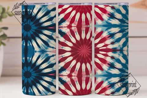 Patriotic Tie Dye Sunburst Tumbler Wrap Sublimation sassyprint 