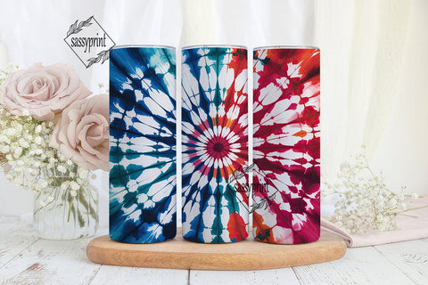 Patriotic Tie Dye Sunburst Tumbler Wrap Sublimation sassyprint 