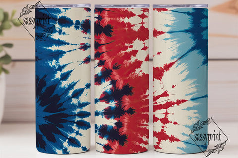 Patriotic Tie Dye Sunburst Tumbler Wrap Sublimation sassyprint 