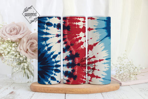 Patriotic Tie Dye Sunburst Tumbler Wrap Sublimation sassyprint 