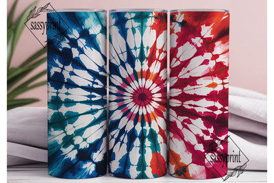 Patriotic Tie Dye Sunburst Tumbler Wrap Sublimation sassyprint 