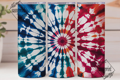 Patriotic Tie Dye Sunburst Tumbler Wrap Sublimation sassyprint 