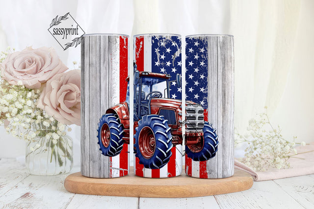 Patriotic Tractor 20 oz Skinny Tumbler Sublimation Design Digital Download PNG Instant, 4th of July America Farm Tractor Tumbler Sublimation sassyprint 
