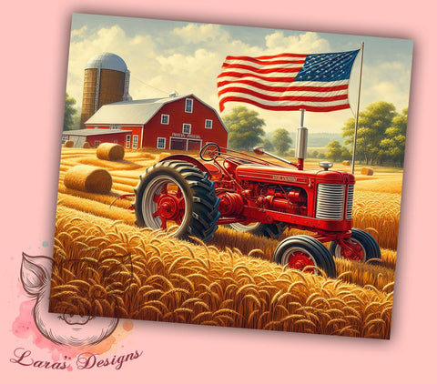 Patriotic Tractor 20 oz Skinny Tumbler Sublimation Design, Straight & Tapered Tumbler Png, Farming America Country Western Tumbler Png, Digital Download PNG Sublimation Lara' s Designs 
