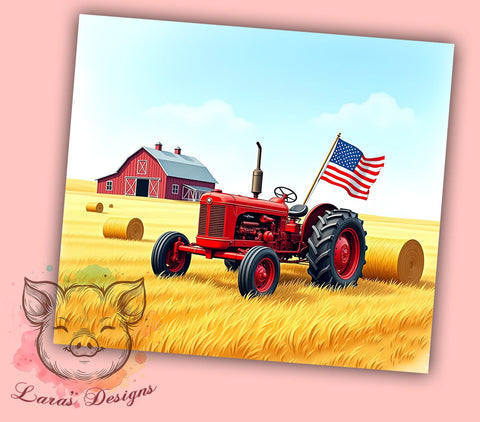 Patriotic Tractor 20 oz Skinny Tumbler Sublimation Design, Straight & Tapered Tumbler Png, Farming America Country Western Tumbler Png, Digital Download PNG Sublimation Lara' s Designs 