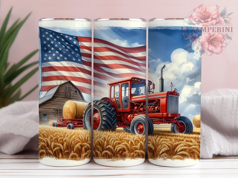 Patriotic Tractor 20 oz Skinny Tumbler Sublimation Design, Straight & Tapered Tumbler Png, Farming America Country Western Tumbler Png, Digital Download PNG Sublimation Li Zamperini 