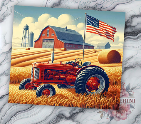 Patriotic Tractor 20 oz Skinny Tumbler Sublimation Design, Straight & Tapered Tumbler Png, Farming America Country Western Tumbler Png, Digital Download PNG Sublimation Li Zamperini 