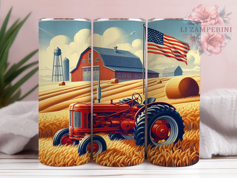 Patriotic Tractor 20 oz Skinny Tumbler Sublimation Design, Straight & Tapered Tumbler Png, Farming America Country Western Tumbler Png, Digital Download PNG Sublimation Li Zamperini 