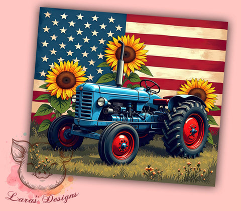 Patriotic Tractor 20oz Tumbler, American Flag Design, 20oz Tumbler Wrap, Farm Decor, Independence Day Gift, Country Life Gift, Custom Drinkware Sublimation Lara' s Designs 