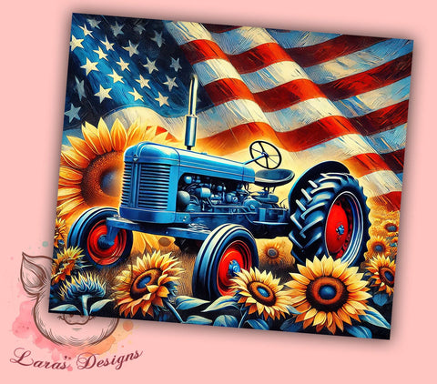 Patriotic Tractor 20oz Tumbler, American Flag Design, 20oz Tumbler Wrap, Farm Decor, Independence Day Gift, Country Life Gift, Custom Drinkware Sublimation Lara' s Designs 