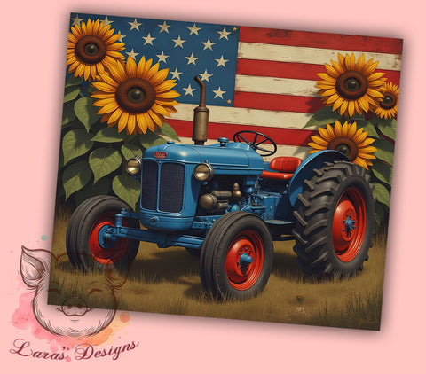 Patriotic Tractor 20oz Tumbler, American Flag Design, 20oz Tumbler Wrap, Farm Decor, Independence Day Gift, Country Life Gift, Custom Drinkware Sublimation Lara' s Designs 