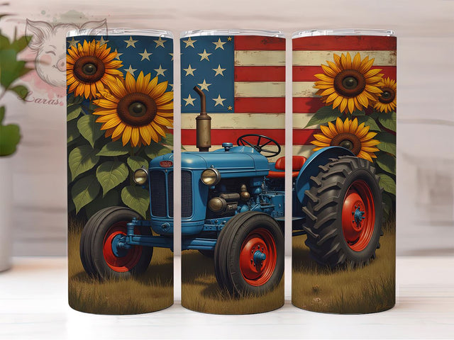 Patriotic Tractor 20oz Tumbler, American Flag Design, 20oz Tumbler Wrap, Farm Decor, Independence Day Gift, Country Life Gift, Custom Drinkware Sublimation Lara' s Designs 
