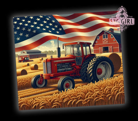 Patriotic Tractor 20oz Tumbler Wrap Sublimation Design, Straight Tapered Tumbler Wrap, Farming America Country Western Tumbler Png, Instant Digital Download Sublimation SvggirlplusArt 