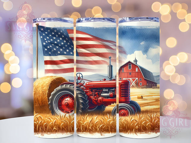 Patriotic Tractor 20oz Tumbler Wrap Sublimation Design, Straight Tapered Tumbler Wrap, Farming America Country Western Tumbler Png, Instant Digital Download Sublimation SvggirlplusArt 