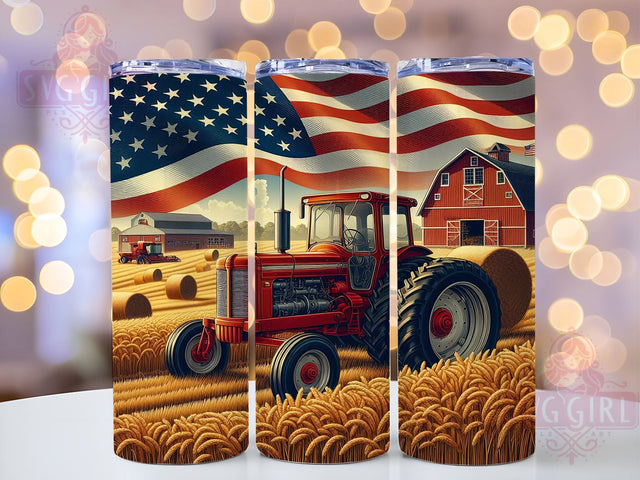 Patriotic Tractor 20oz Tumbler Wrap Sublimation Design, Straight Tapered Tumbler Wrap, Farming America Country Western Tumbler Png, Instant Digital Download Sublimation SvggirlplusArt 