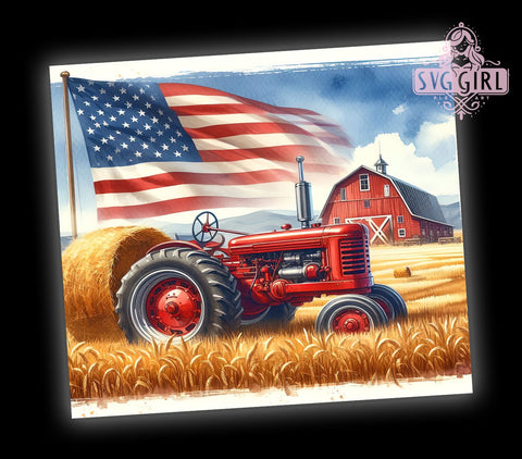 Patriotic Tractor 20oz Tumbler Wrap Sublimation Design, Straight Tapered Tumbler Wrap, Farming America Country Western Tumbler Png, Instant Digital Download Sublimation SvggirlplusArt 