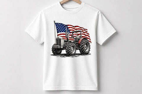 Patriotic Tractor PNG American Flag Farm Tractor Sublimation Design SVG BillahCrafts 