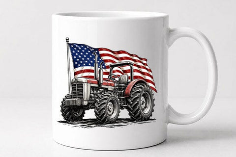 Patriotic Tractor PNG American Flag Farm Tractor Sublimation Design SVG BillahCrafts 