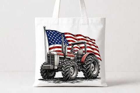 Patriotic Tractor PNG American Flag Farm Tractor Sublimation Design SVG BillahCrafts 