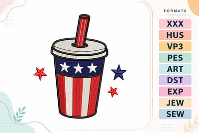 Patriotic Tumbler 4th of July Embroidery Design Embroidery/Applique DESIGNS sg embroidery 